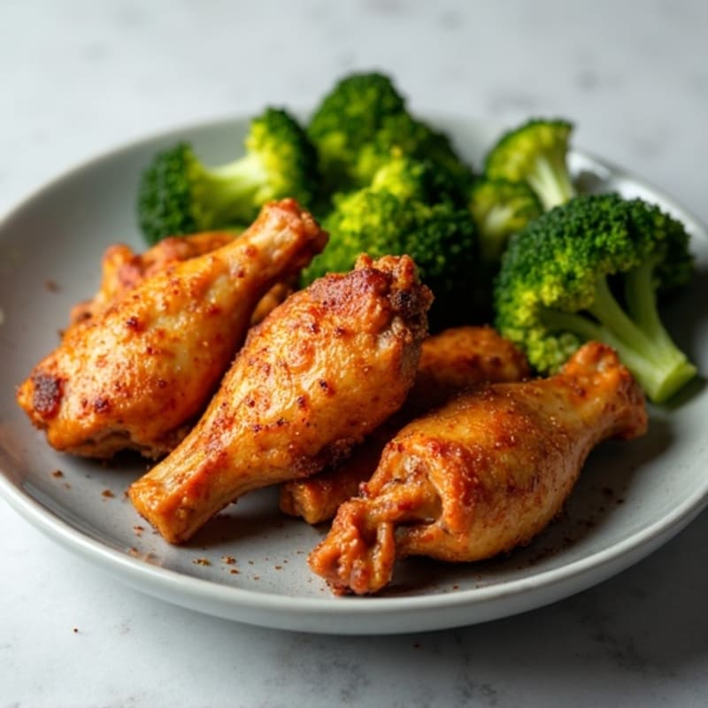 Crispy Baked Chicken Wings with Roasted Broccoli