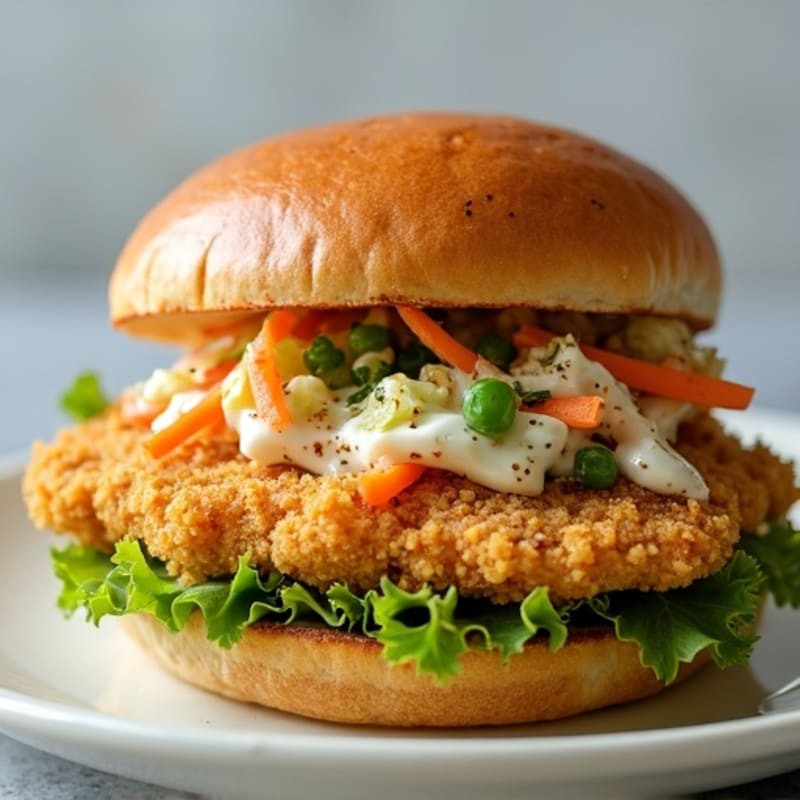 Crispy Baked Chicken Sandwich with Greek Yogurt Slaw