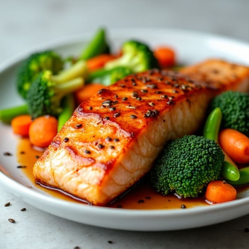 Honey-Ginger Glazed Salmon with Sesame Vegetables