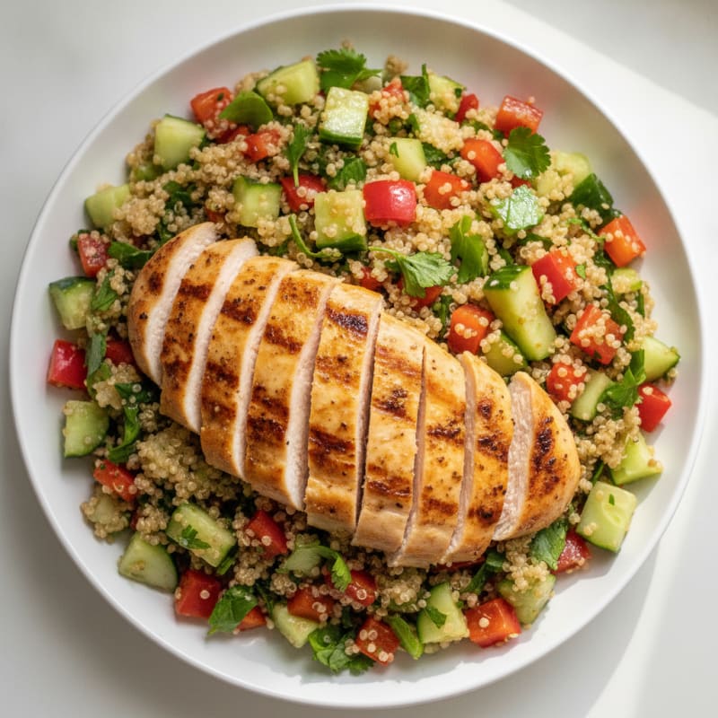 Grilled Chicken and Quinoa Salad with Crisp Vegetables