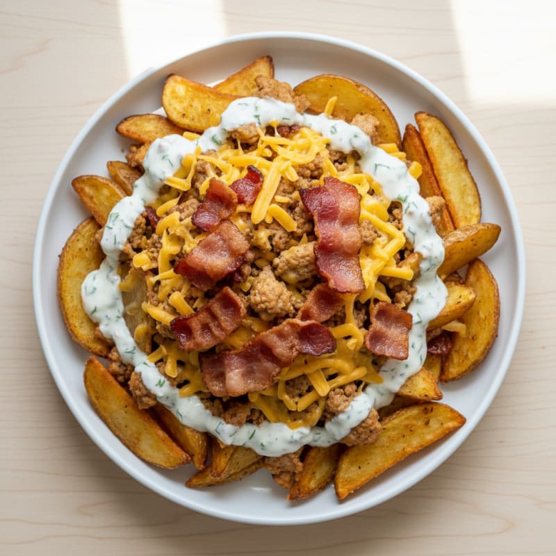 Crispy Bacon Cheese Fries with Ranch