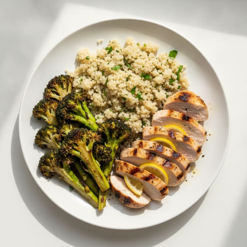 Grilled Turkey Breast with Quinoa and Roasted Broccoli