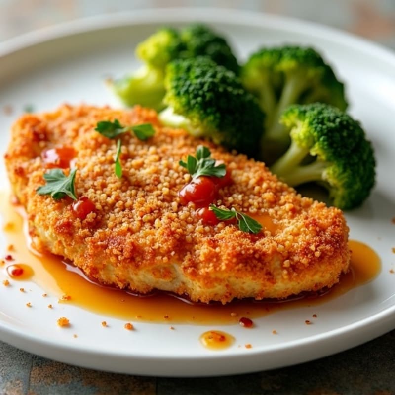 Crispy Baked Sweet and Spicy Chicken with Roasted Broccoli