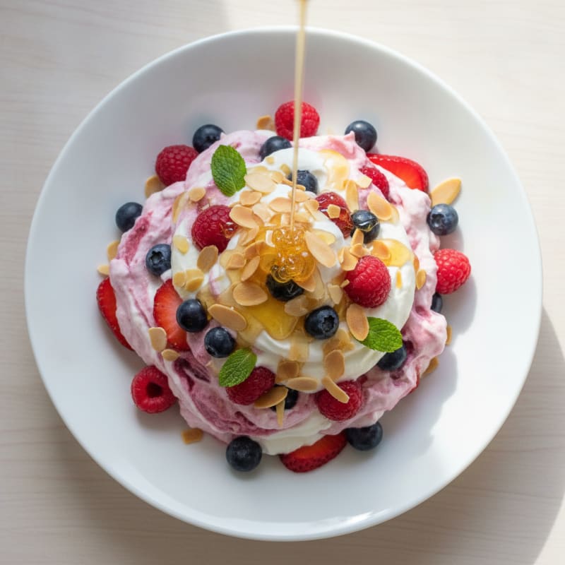 Greek Yogurt Protein Mousse with Mixed Berries