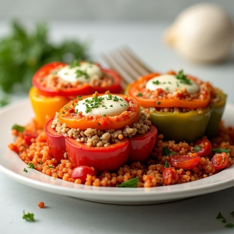 Baked Lean Ground Turkey Stuffed Bell Peppers