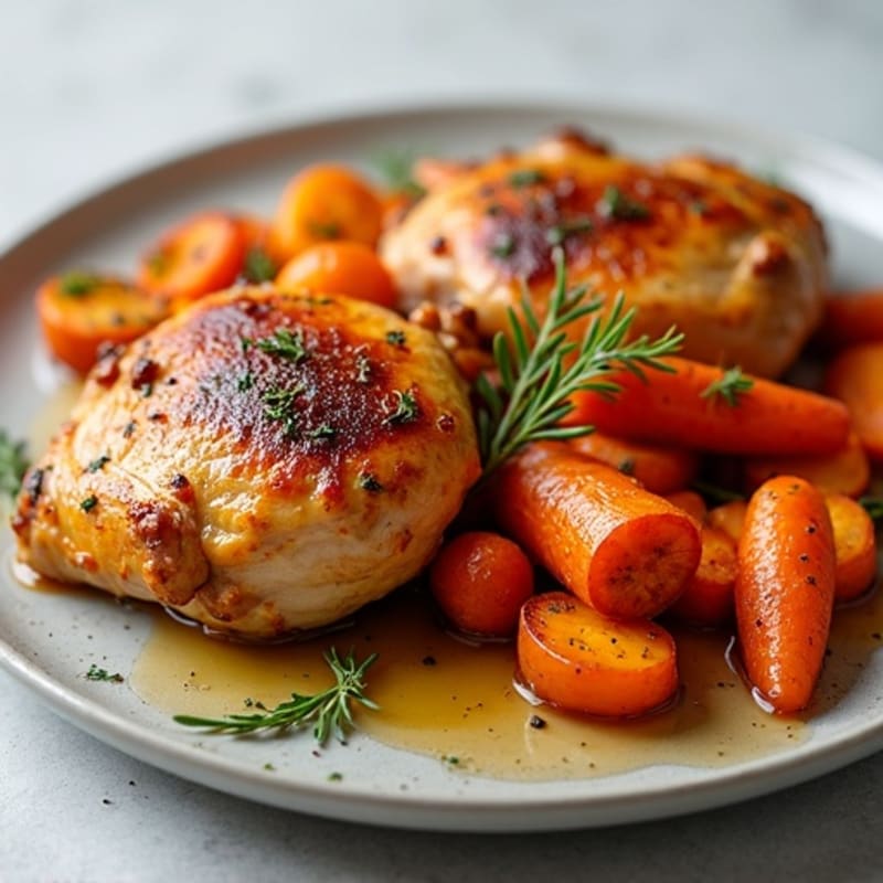 Roasted Chicken Thighs with Sweet Potatoes and Carrots