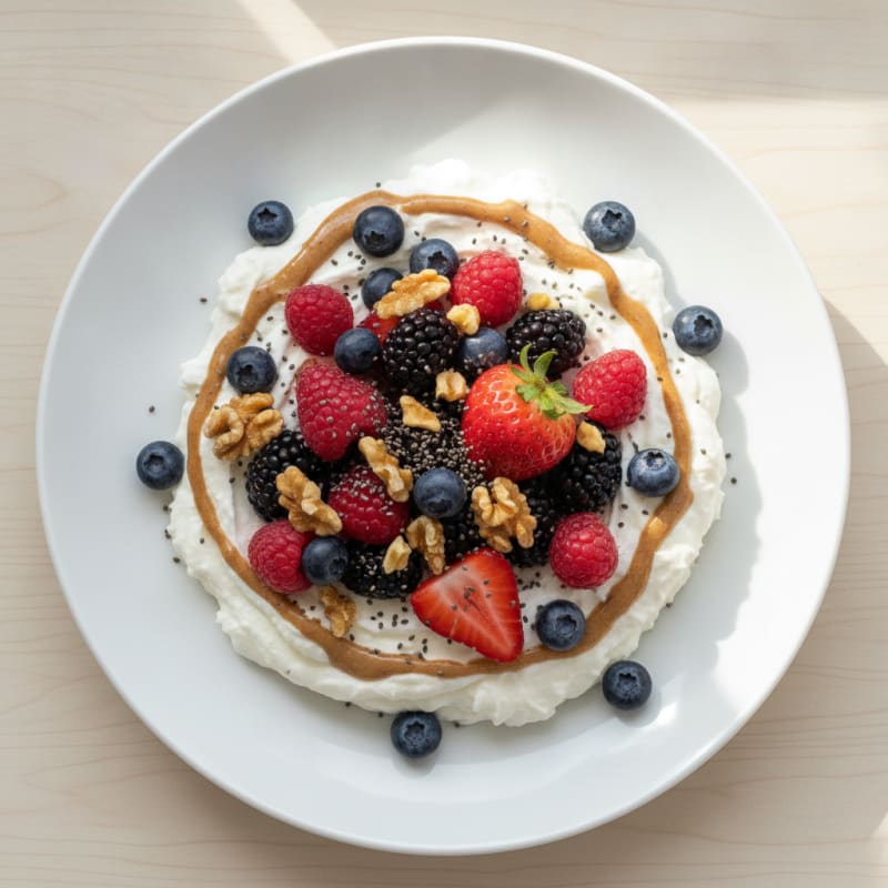 Silky Greek Yogurt Protein Mousse with Mixed Berries
