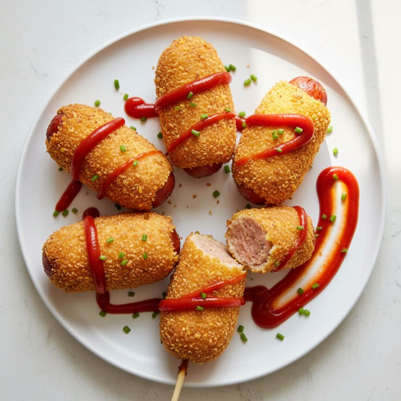 Crispy Golden Corn Dogs with Zesty Ketchup