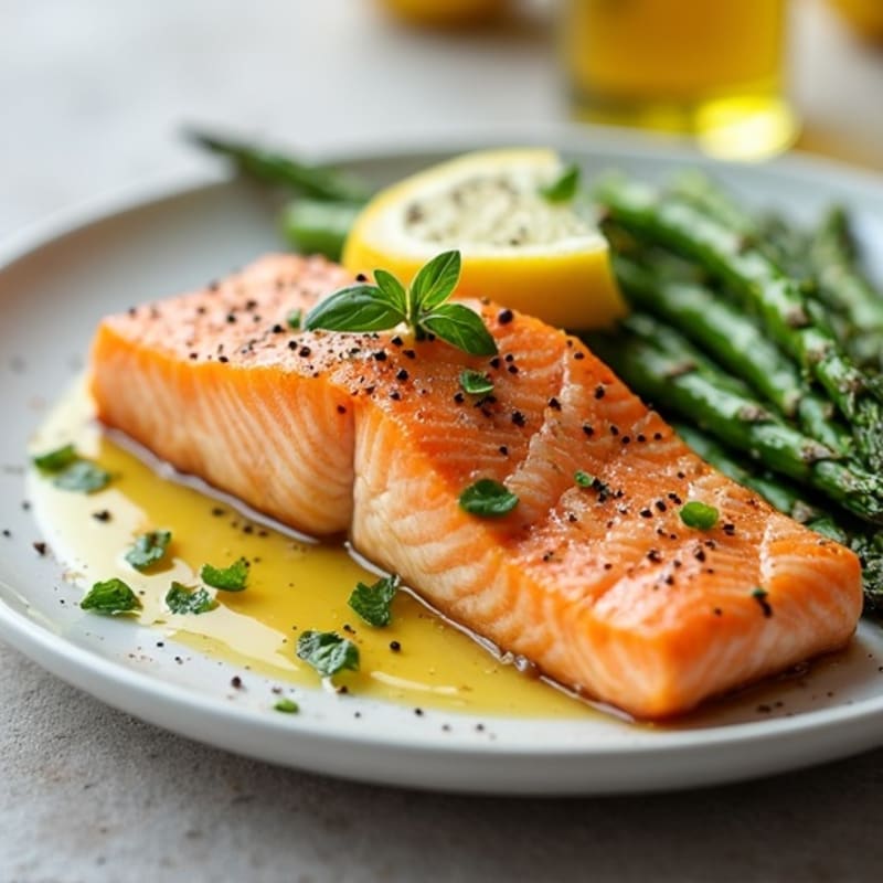 Lemon-Garlic Baked Salmon with Roasted Asparagus