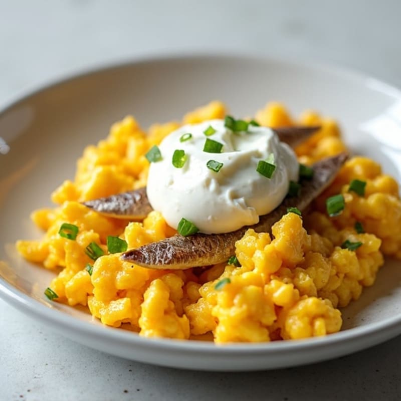 Sardine and Scrambled Eggs with Creamy Cottage Cheese
