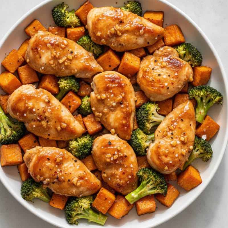 Sheet Pan Honey-Garlic Chicken and Sweet Potatoes