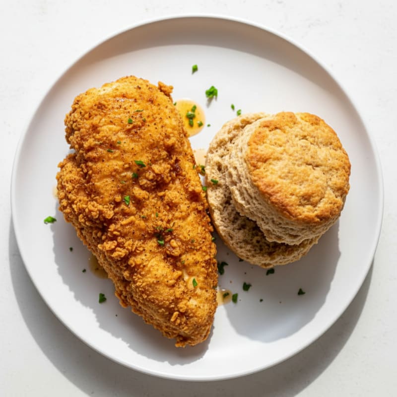 Crispy Buttermilk Fried Chicken and Biscuits