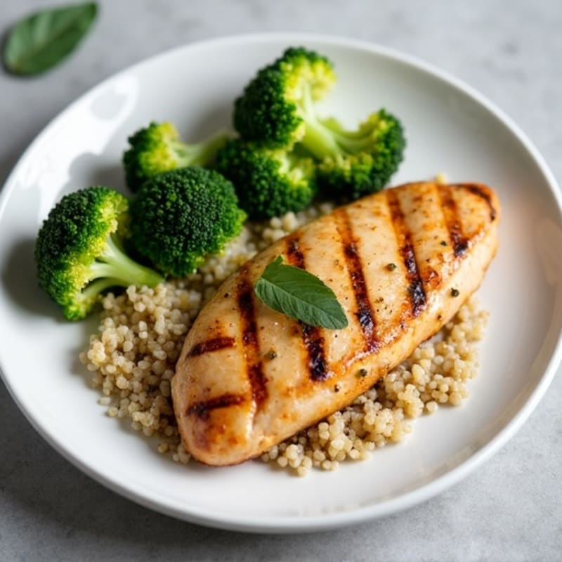 Grilled Chicken Breast with Quinoa and Steamed Broccoli