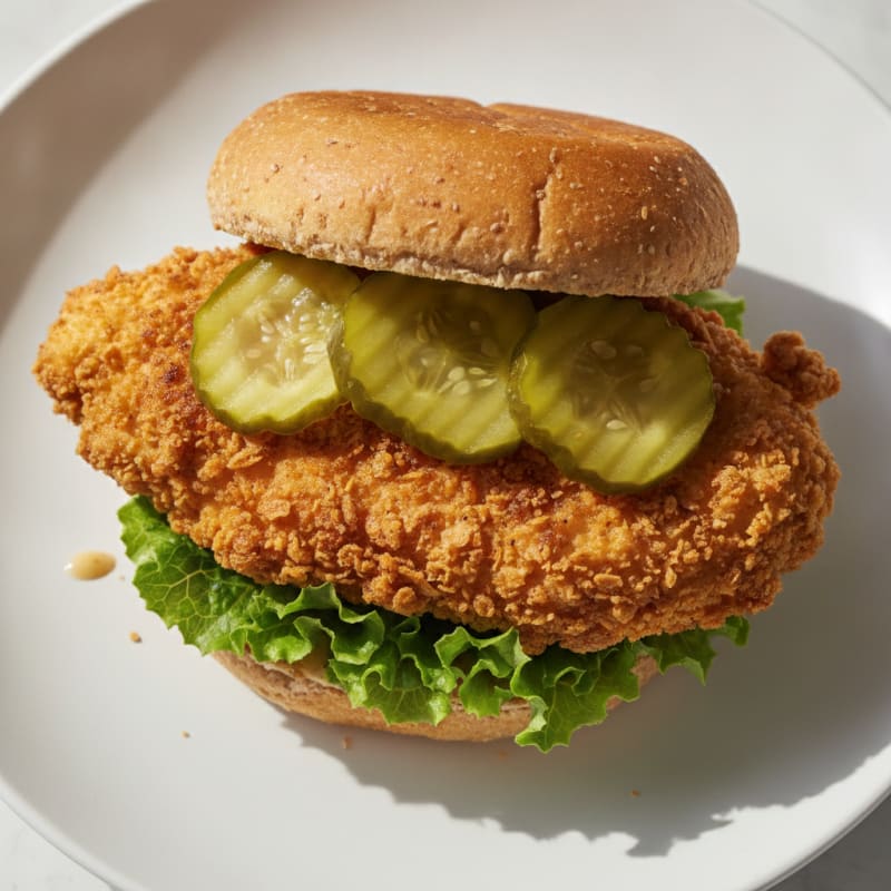 Crispy Buttermilk Fried Chicken Sandwich with Pickles