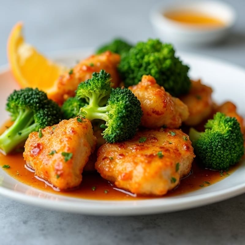 Crispy Orange Chicken with Roasted Broccoli