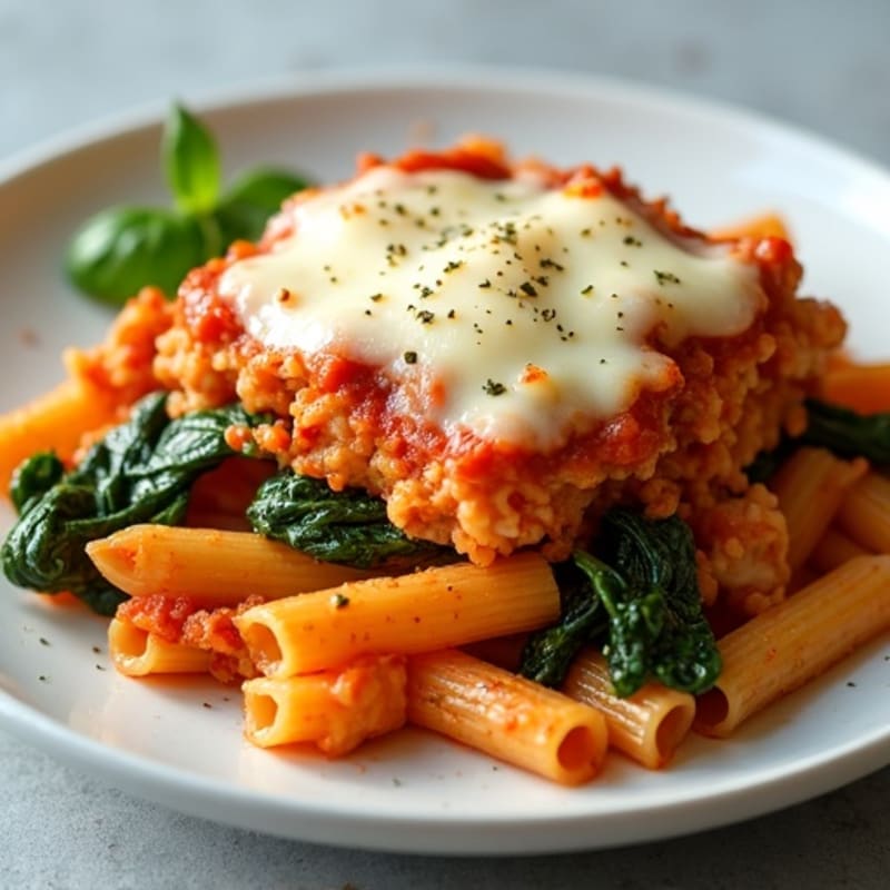 Healthy Baked Ziti with Lean Ground Turkey and Spinach