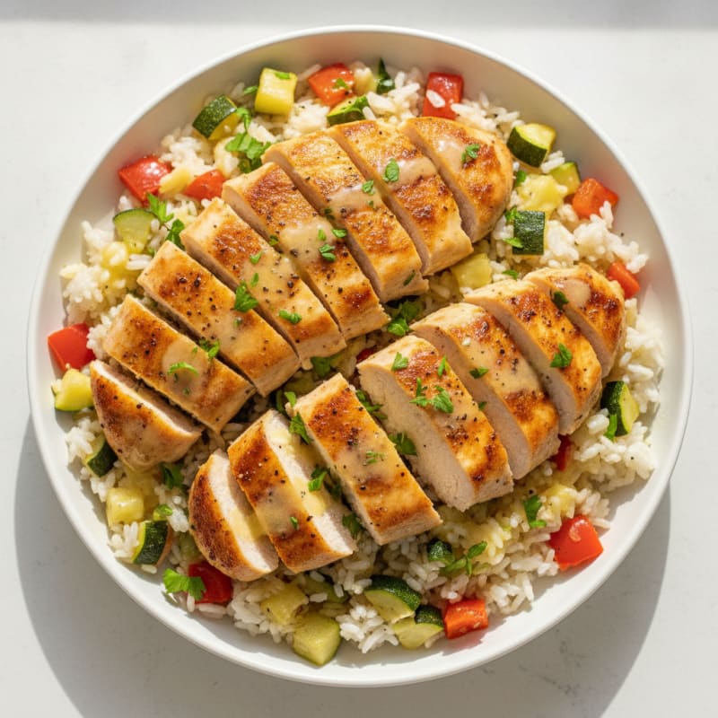 Lemon-Herb Pan-Seared Chicken and Rice