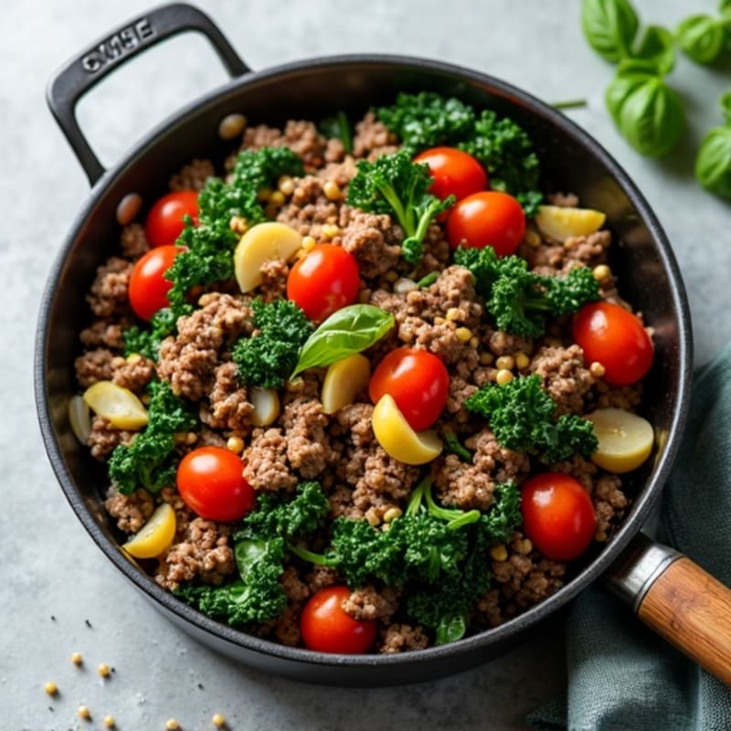 Hearty Ground Beef and Greens Skillet