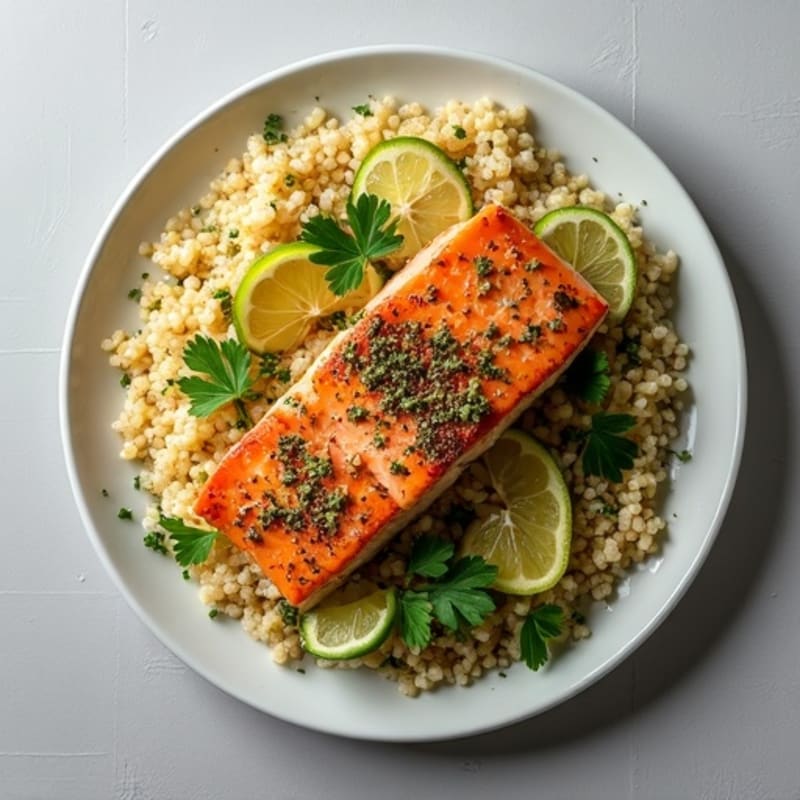 Herb-Crusted Pan Seared Salmon with Quinoa