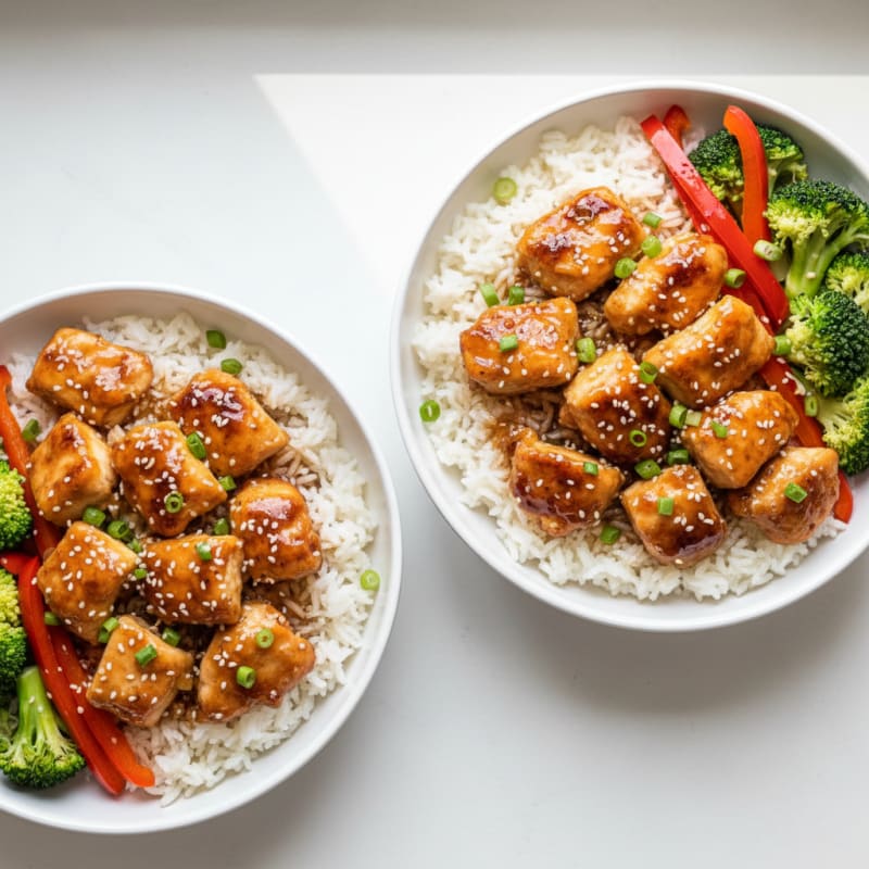 Crispy Honey-Garlic Chicken Bowls