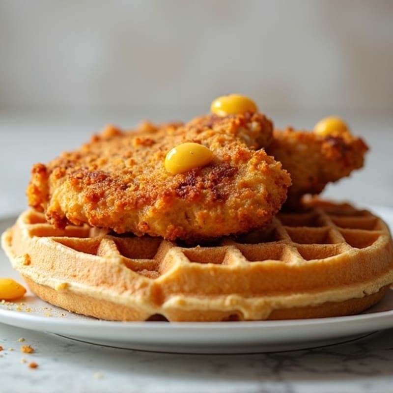 Crispy Golden Baked Chicken with Fluffy Whole Wheat Waffles