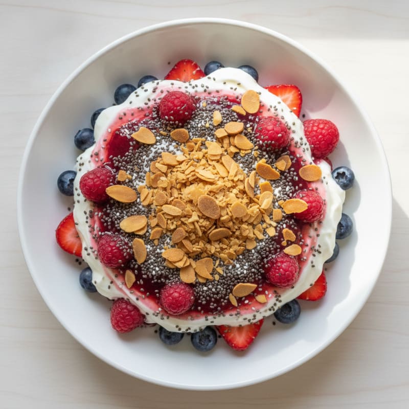 Berry Protein Yogurt Parfait with Chia Seeds