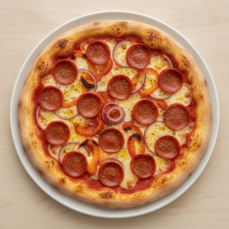 Classic Pepperoni Pizza with Roasted Vegetables