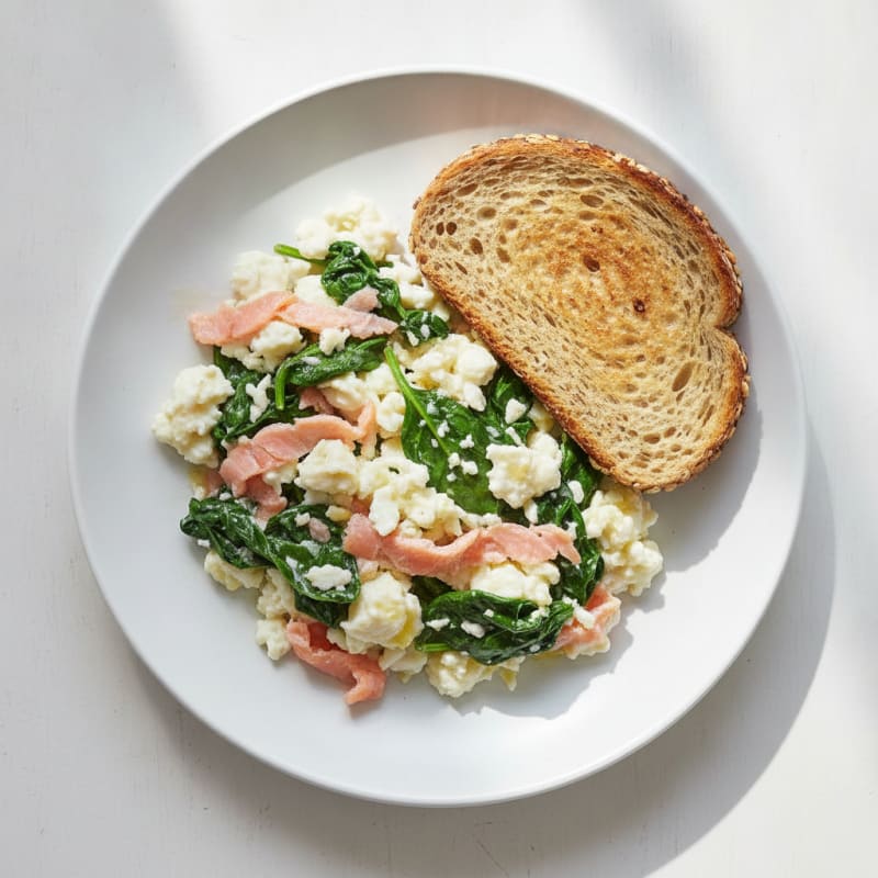 Egg White and Smoked Salmon Scramble with Spinach