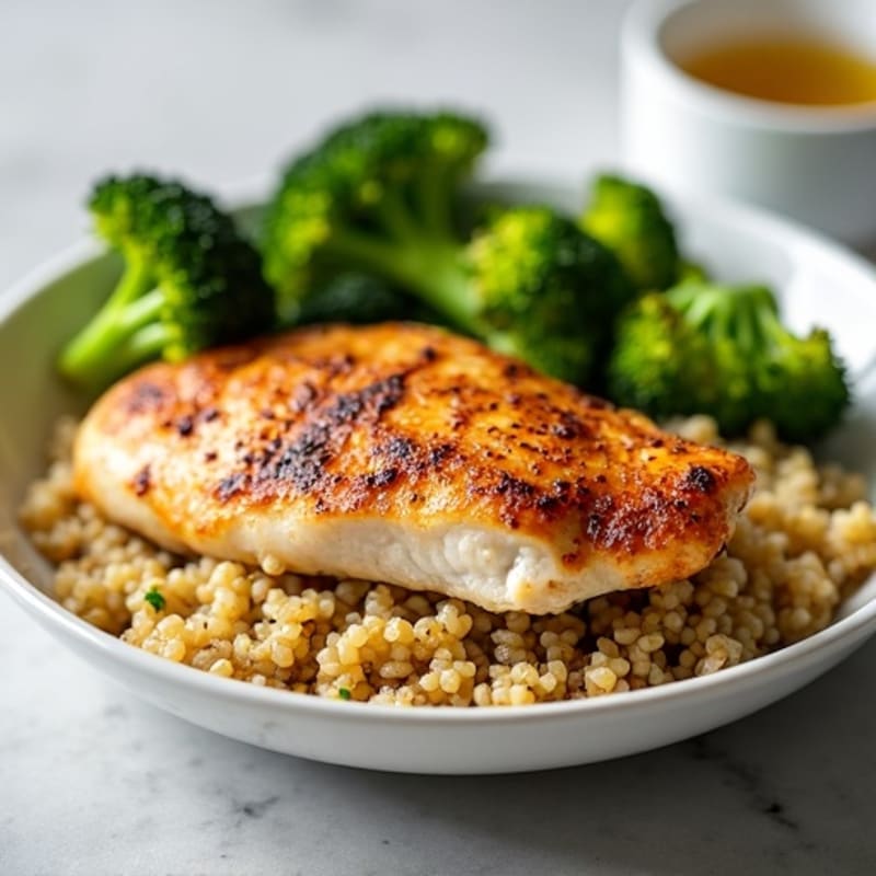 Grilled Chicken Breast with Roasted Broccoli and Quinoa