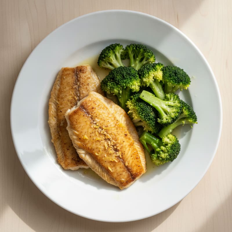 Seared Tilapia with Steamed Broccoli