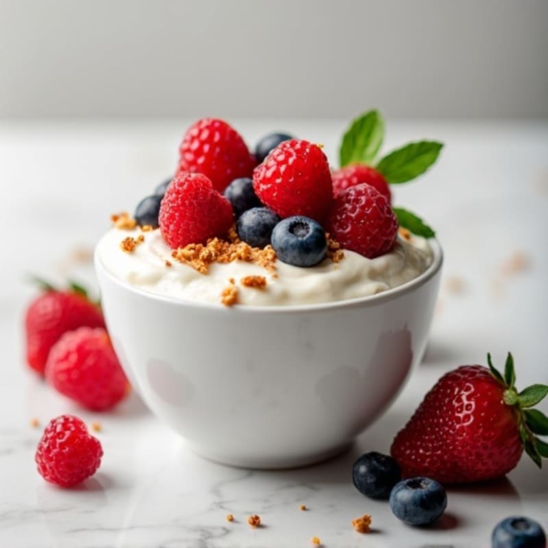 Vanilla Greek Yogurt with Mixed Berries and Protein Crunch