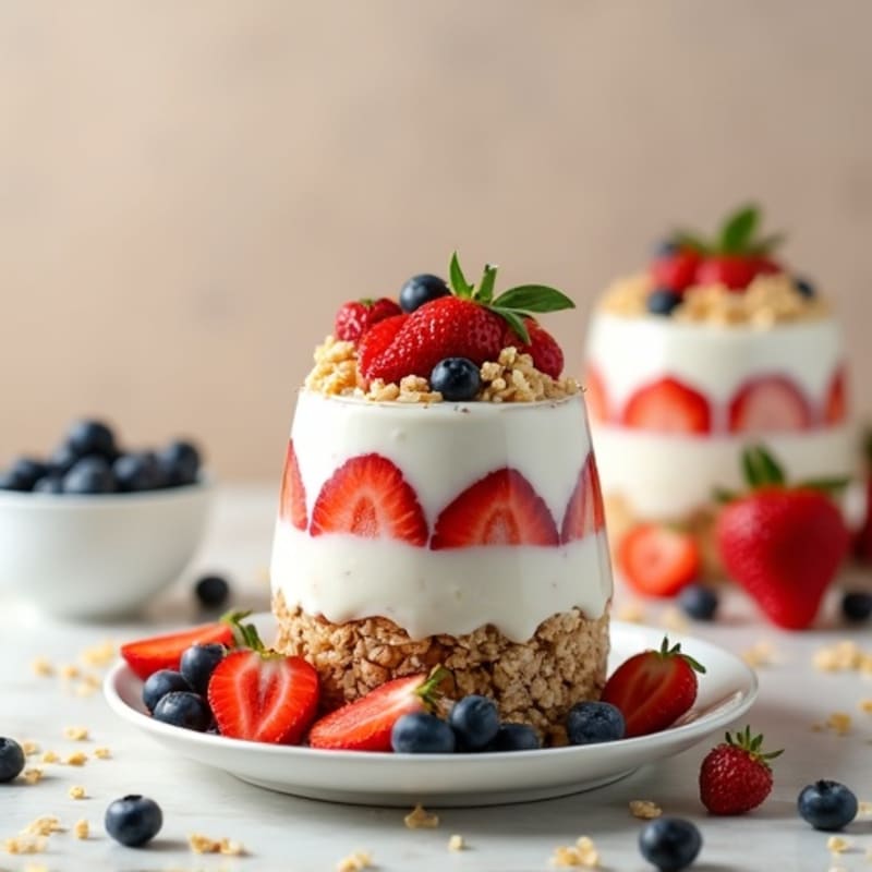 Crunchy Greek Yogurt Parfait with Honey-Almond Clusters