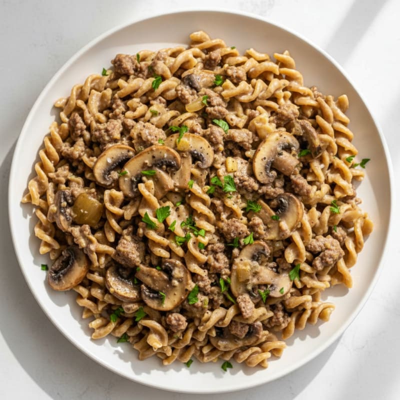 Creamy Mushroom Beef Stroganoff with Noodles
