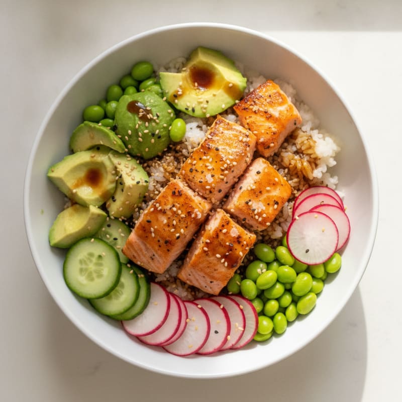 Salmon Sushi Rice Bowl with Avocado