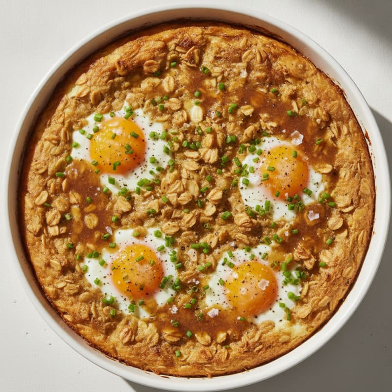 Baked Eggs with Brown Butter Oats