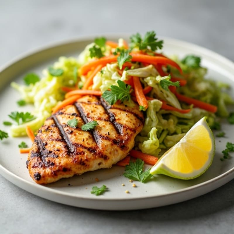 Grilled Chicken Breast with Crunchy Cabbage Slaw