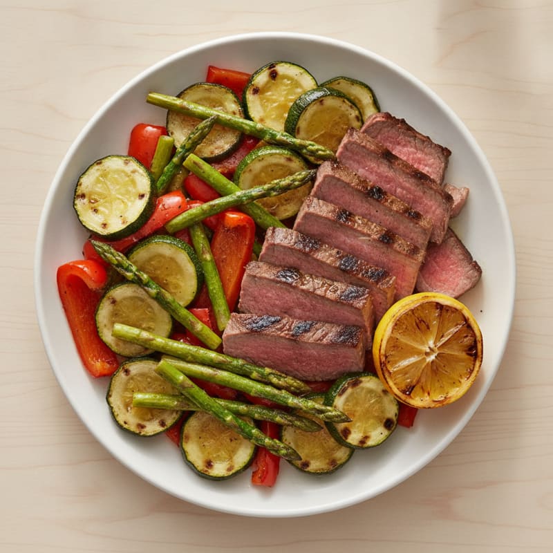 Grilled Beef and Roasted Vegetable Bowl