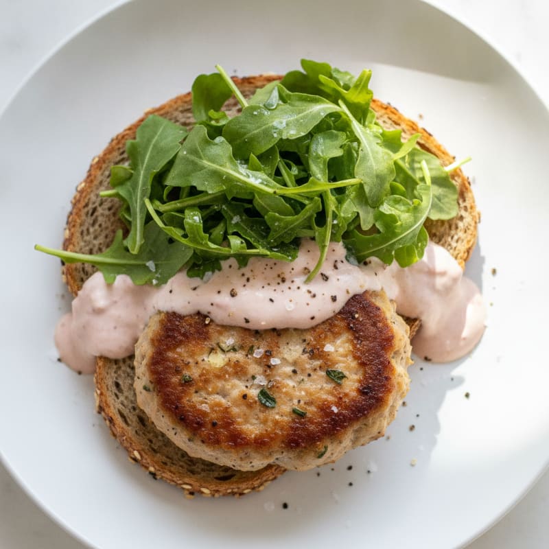 Open-Faced Turkey Burger with Cranberry Aioli