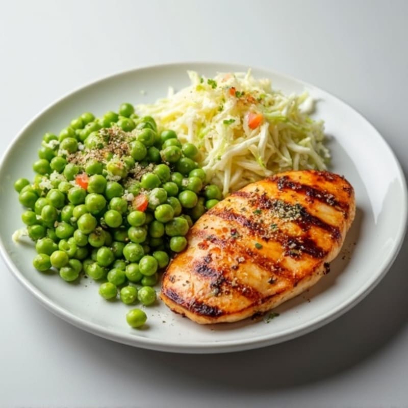 Grilled Chicken Breast with Crunchy Cabbage Slaw and Edamame