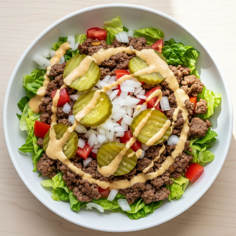 Creamy Ground Beef Big Mac Bowl