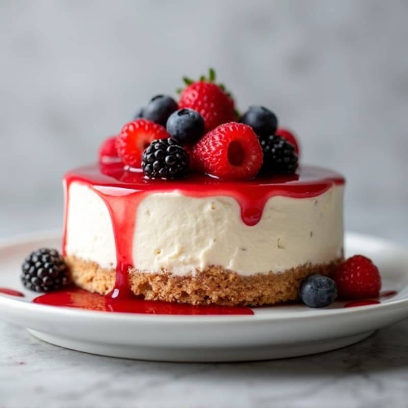 Greek Yogurt Protein Cheesecake with Fresh Berries