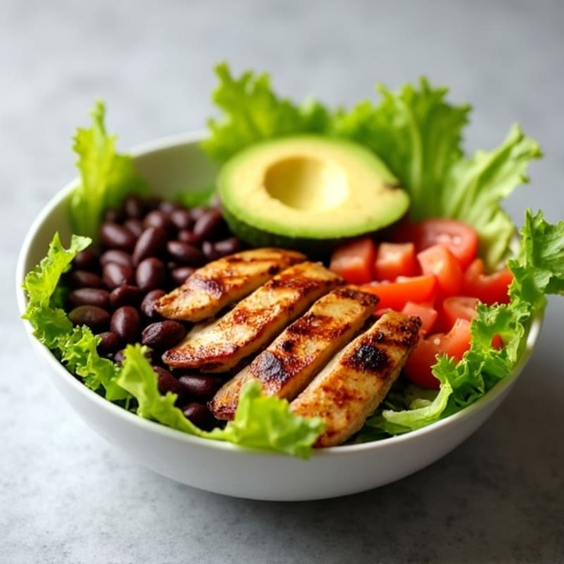 Grilled Chicken Taco Bowl with Black Beans and Avocado