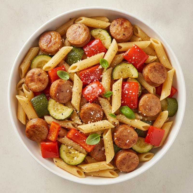Chicken Sausage Pasta with Roasted Vegetables