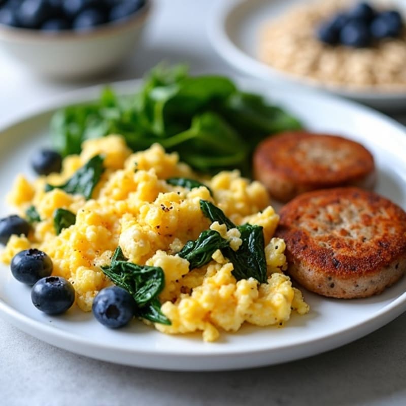 Egg White Scramble with Spinach and Turkey Sausage