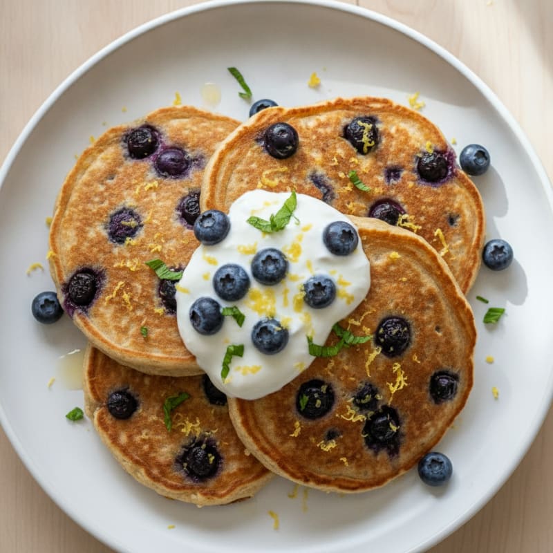 Blueberry Ricotta Pancakes with Lemon Zest