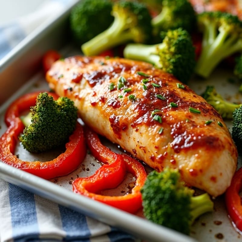 Sheet Pan Teriyaki Chicken with Roasted Broccoli and Bell Peppers