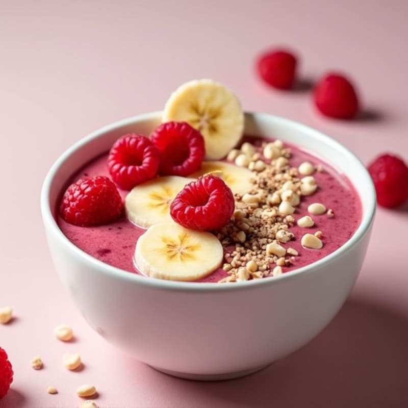 Creamy Raspberry White Chocolate Protein Smoothie Bowl