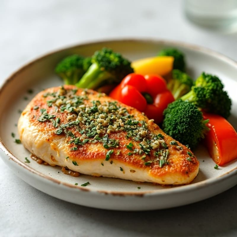 Herb-Crusted Pan Seared Chicken with Roasted Vegetables