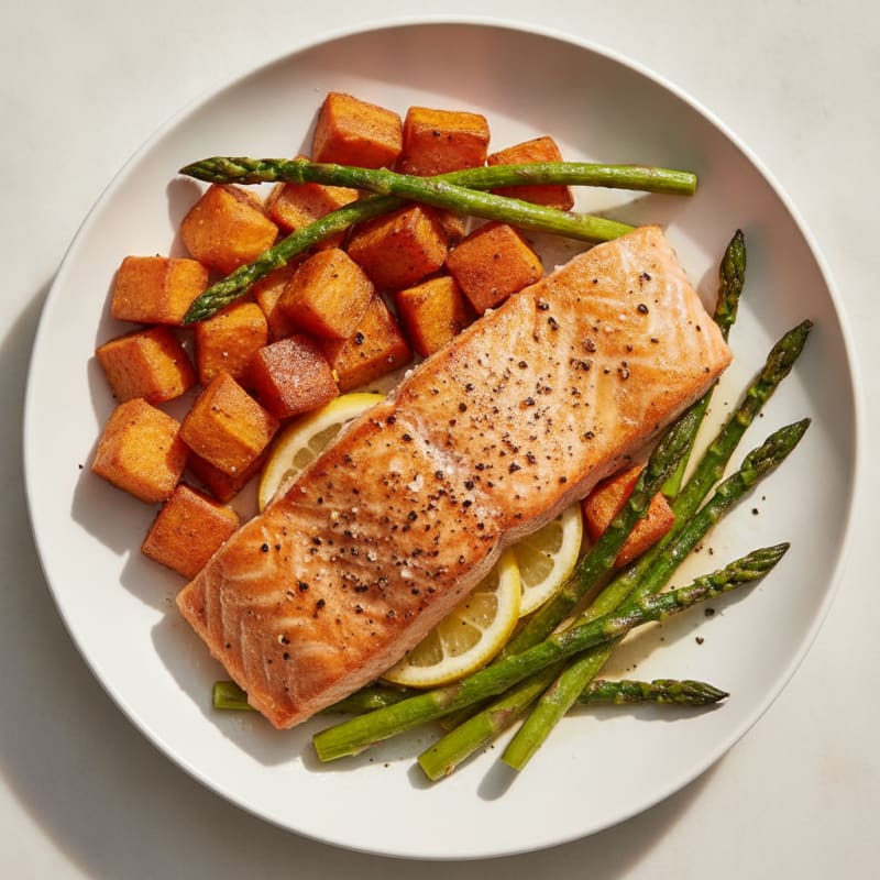 Pan-Seared Salmon with Roasted Sweet Potatoes