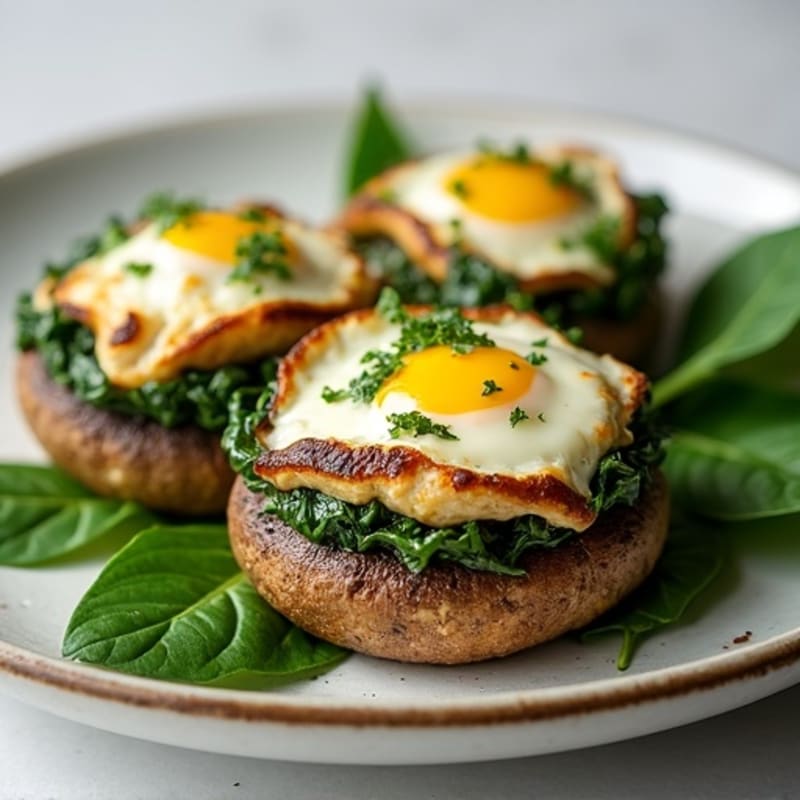 Herb-Spinach Stuffed Portobello Mushrooms with Goat Cheese and Chicken